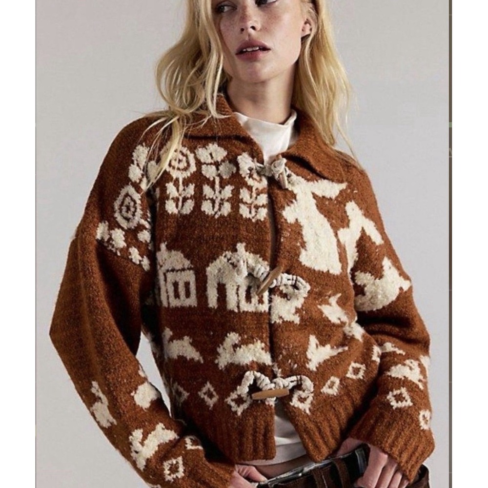 NWT $198 Free People Home Sweet Home XL Cardigan Cottagecore Toggle Sweater - Picture 2 of 13